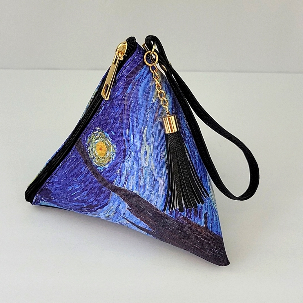 Starry Night Pyramid Shaped Wristlet Bag